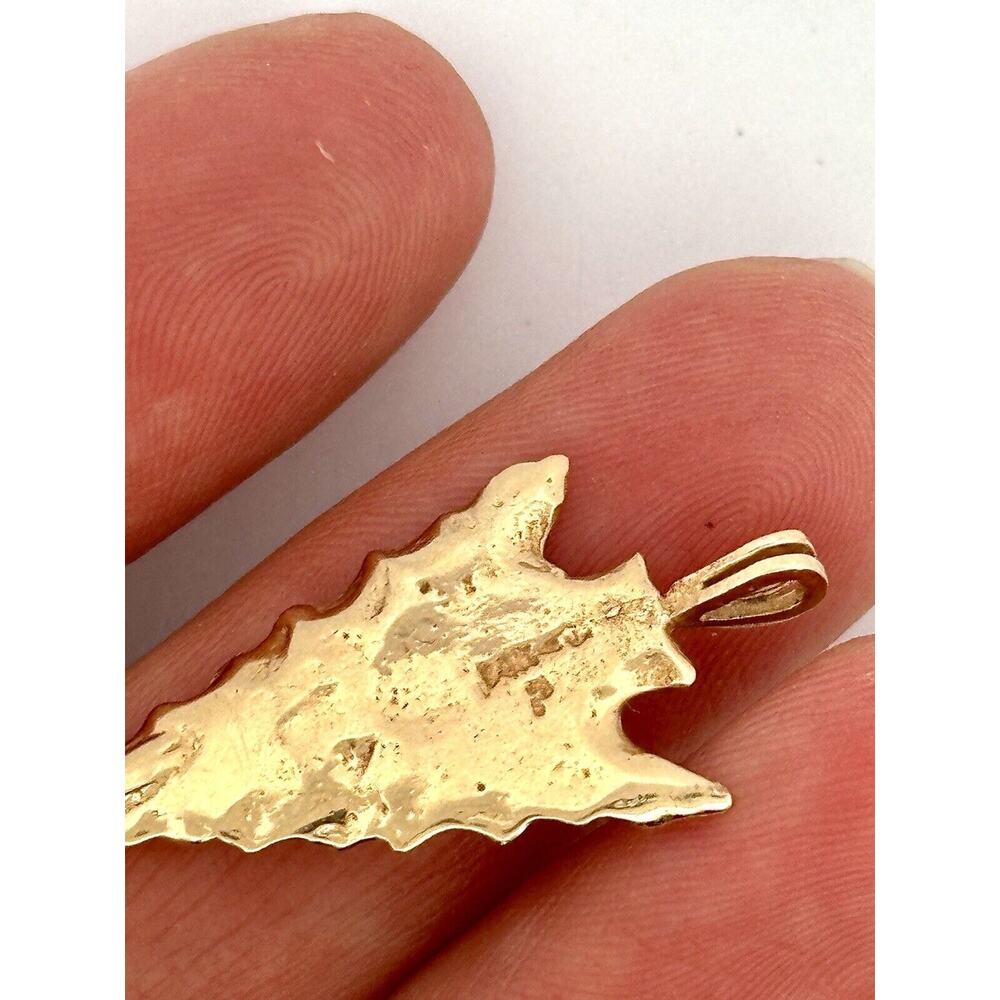 14k Solid Gold Native American Arrowhead Pendant … - image 4